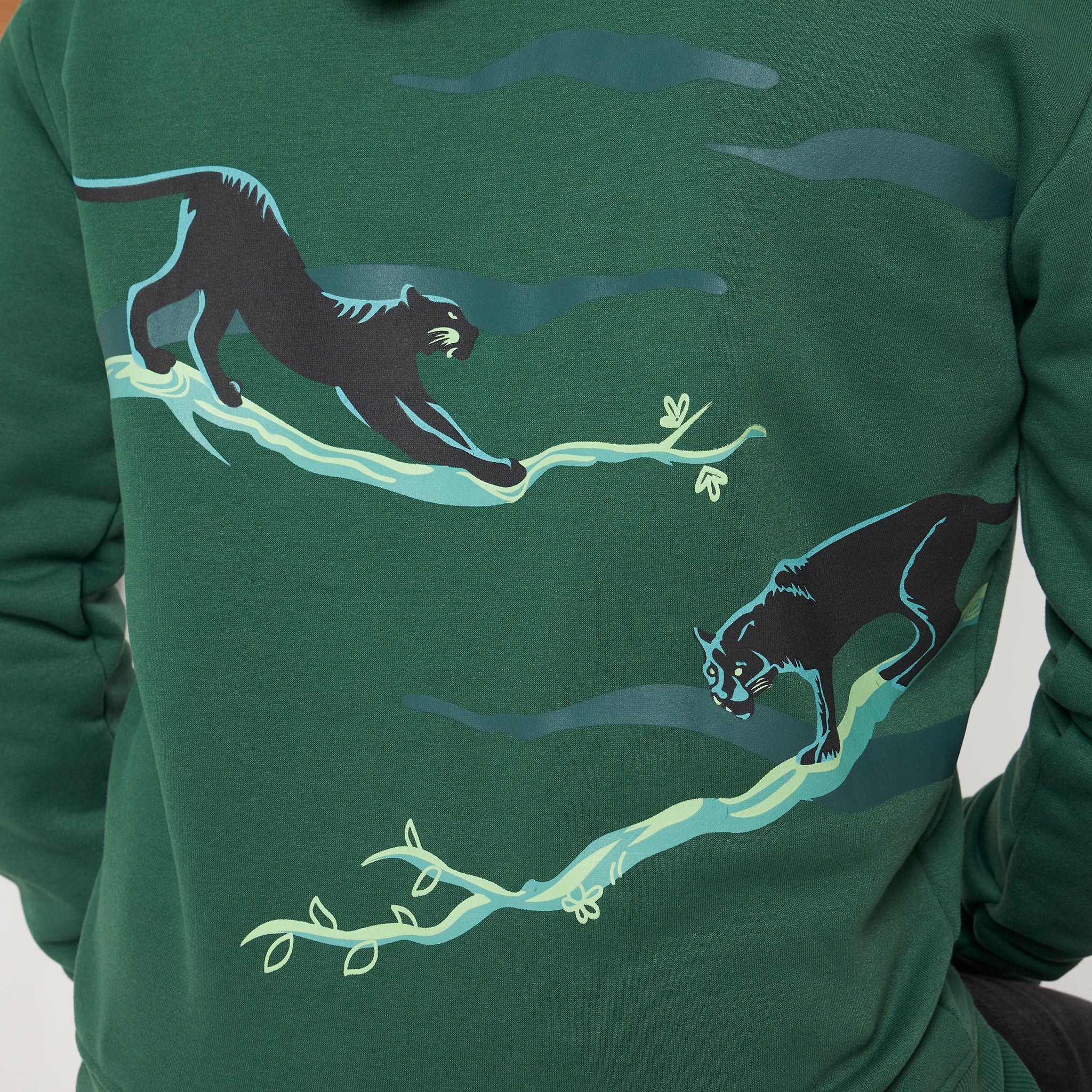 Panther in Woods Sweatshirt Green