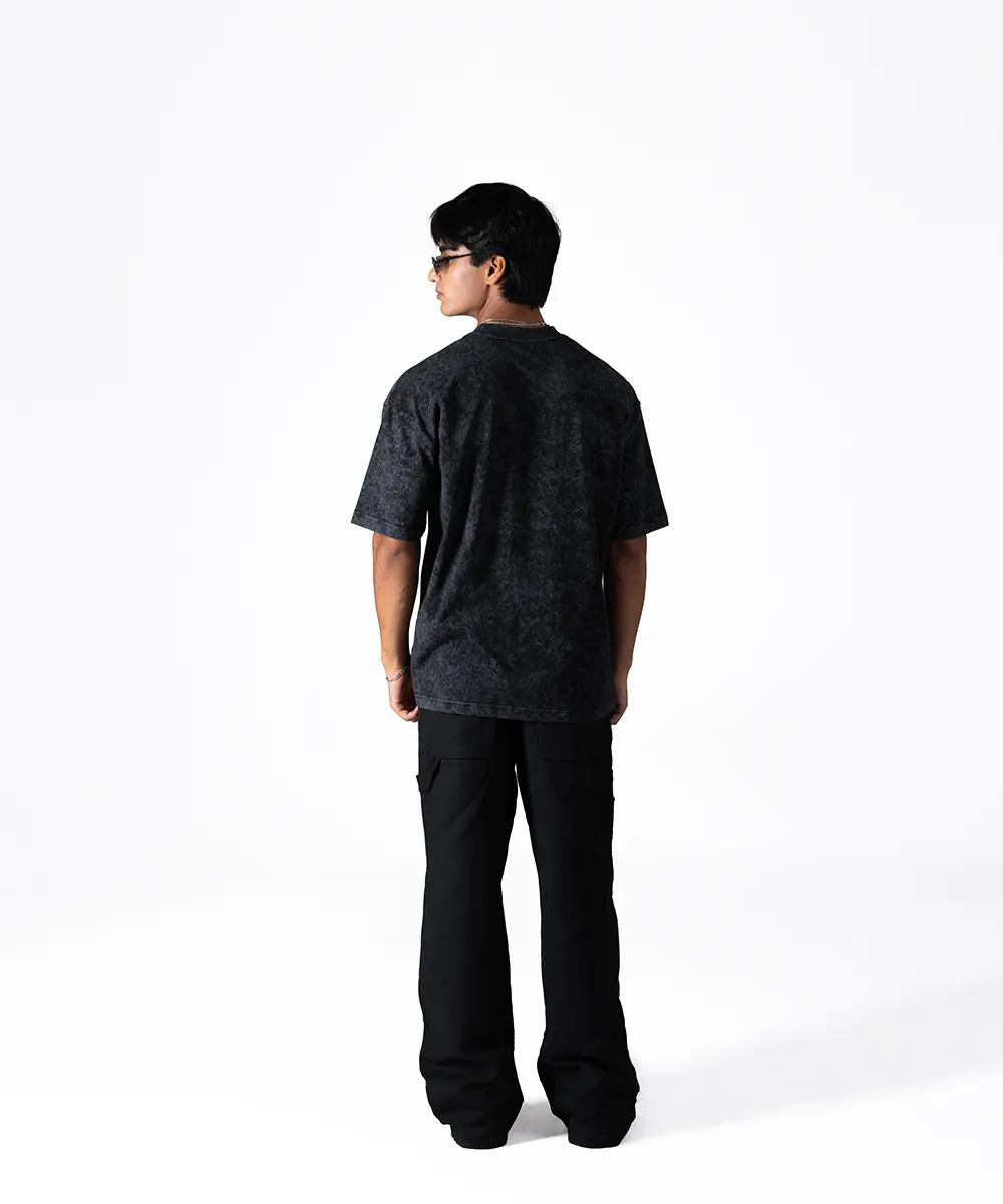 WASHED EMBROIDED COTTON JERSEY T-SHIRT