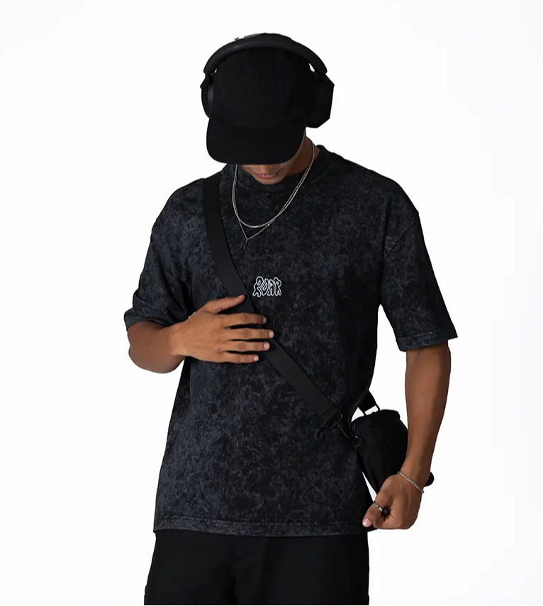 WASHED EMBROIDED COTTON JERSEY T-SHIRT