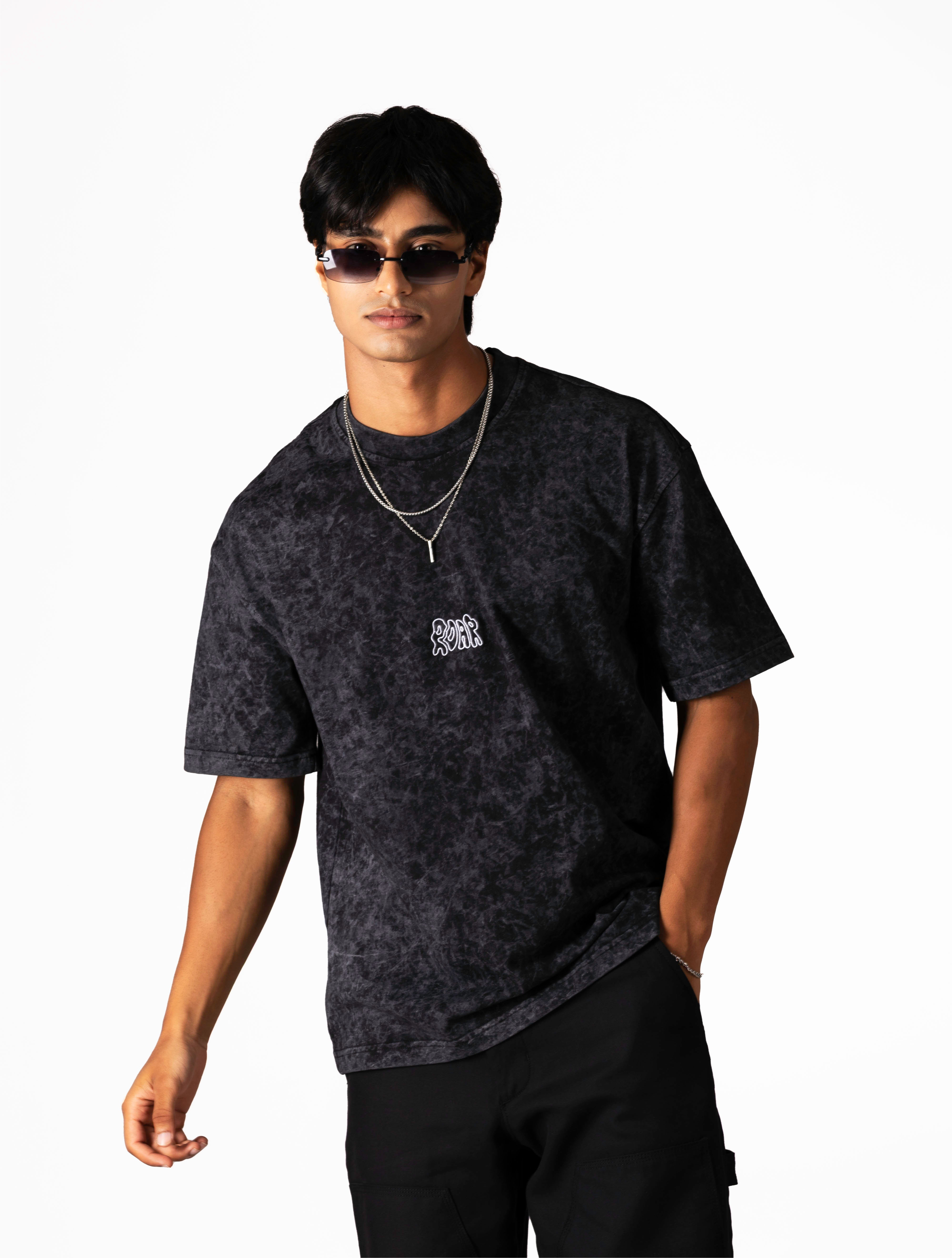 WASHED EMBROIDED COTTON JERSEY T-SHIRT