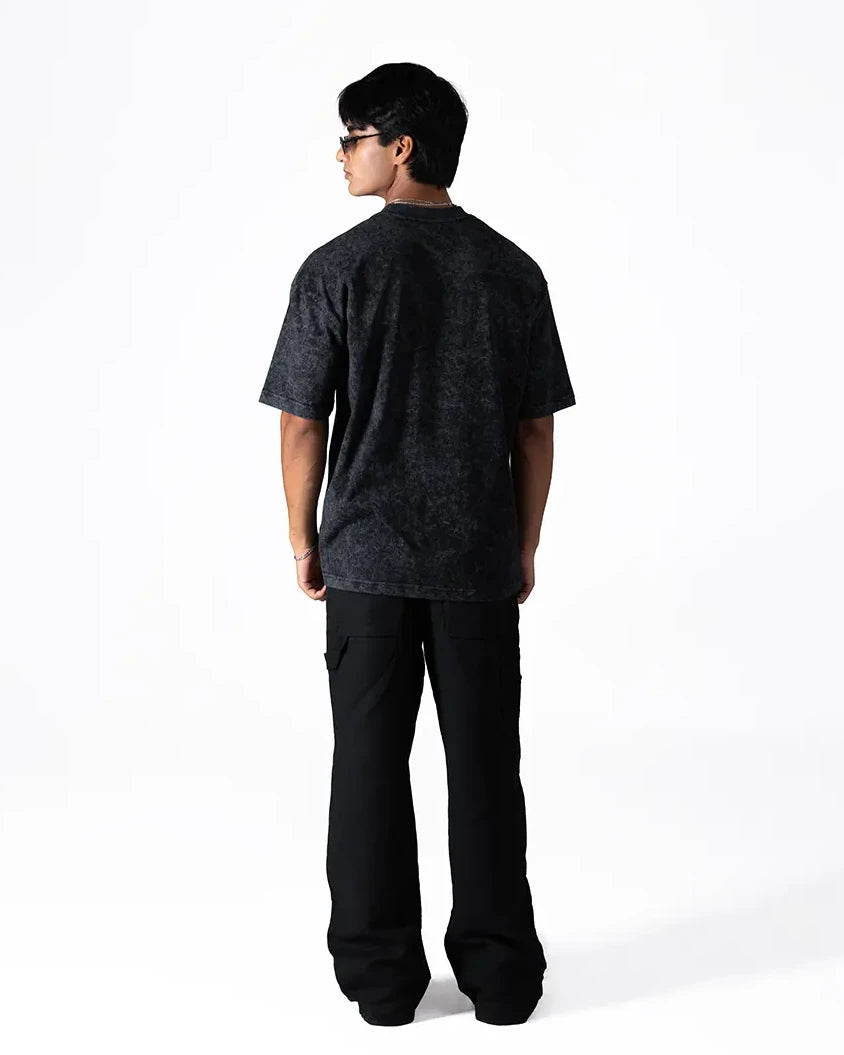 WASHED EMBROIDED COTTON JERSEY T-SHIRT