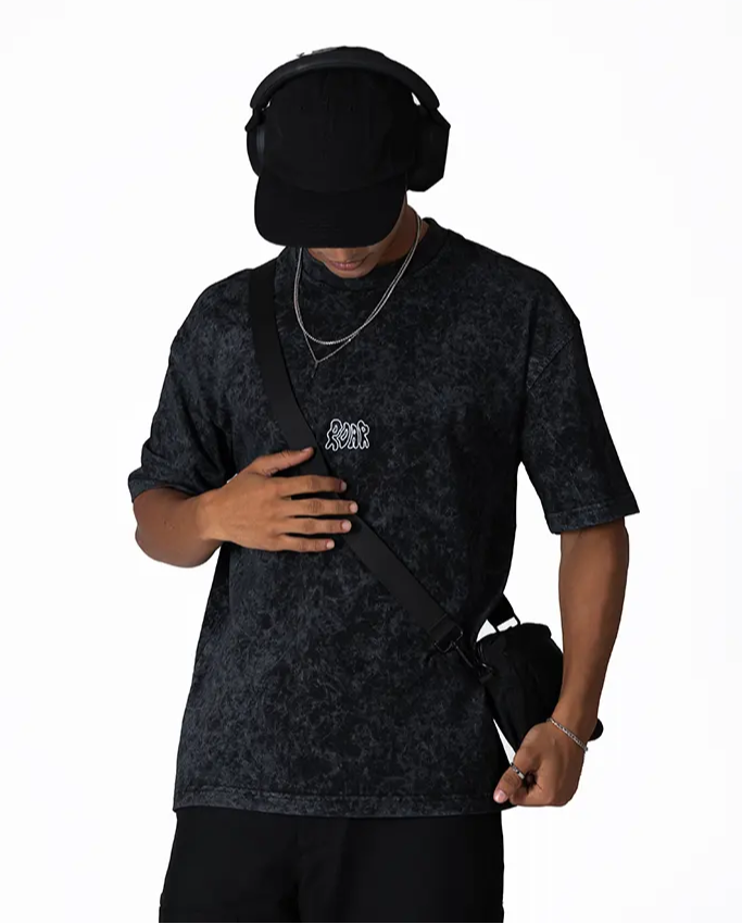 WASHED EMBROIDED COTTON JERSEY T-SHIRT