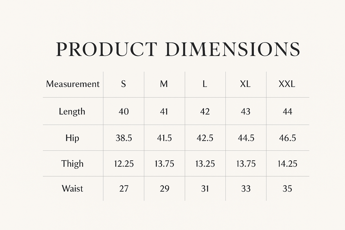 Size chart for INTERLOCK BLEND BOTTOM